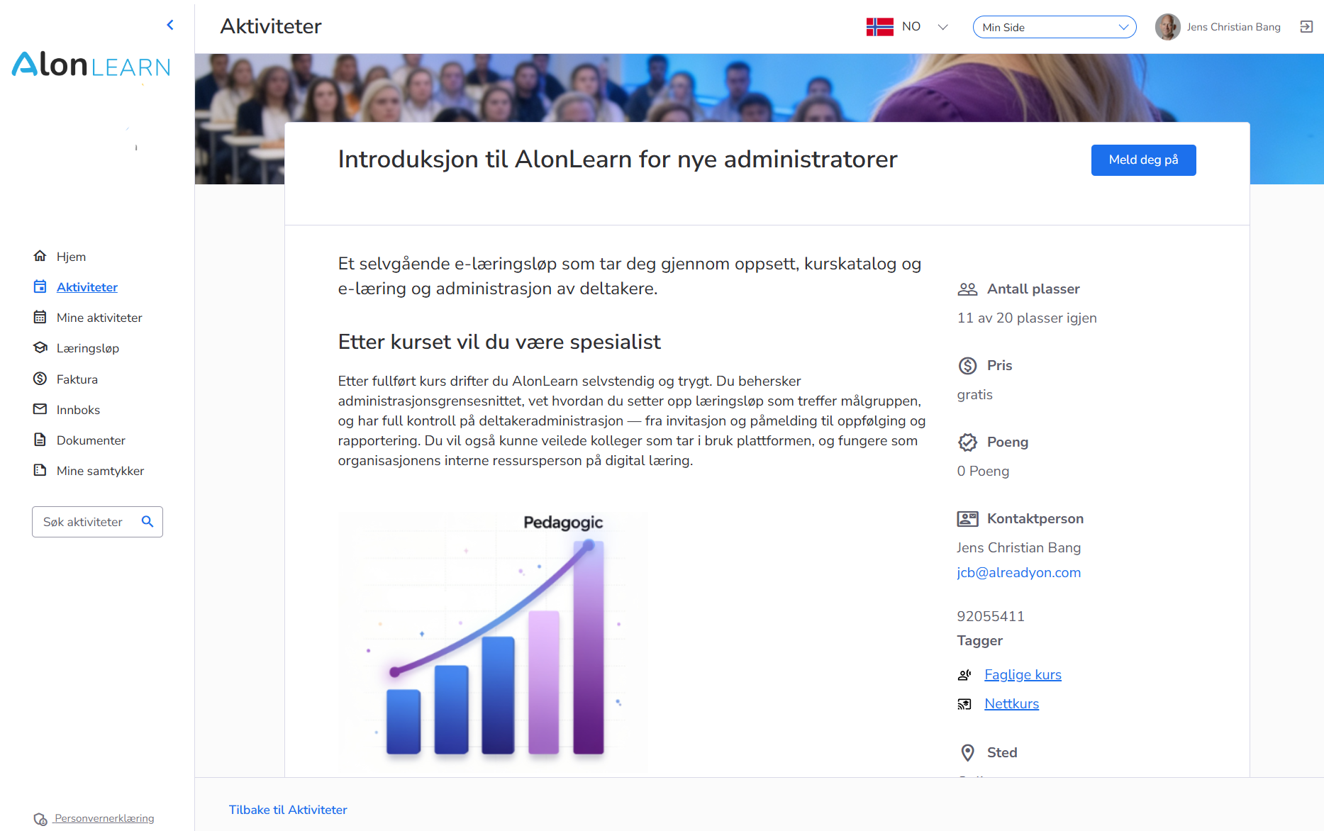 AlonLearn kursadministrasjon — kurs og deltakere ett sted